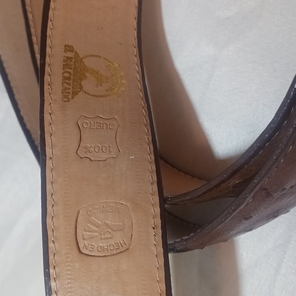 El Pajuelo Brown Ostrich Belt with Oval Buckle - Picture 5 of 5